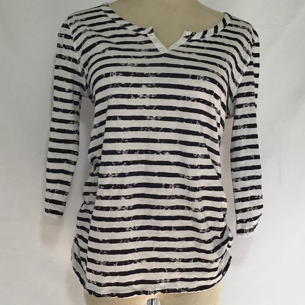 Nine Four One Womens P Large Navy  Stipe Shirt‎ PL